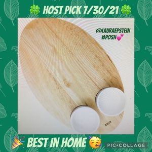 Aava ellipse wooden serving platter with 2 cups